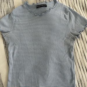 Brandy Melville Navy and White Checkered Short Sleeve Tee